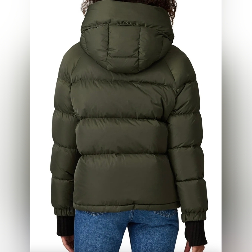 Soia & Kyo Women's Size Small Green Puffer Jacket with Black Cuffs - Picture 2 of 11